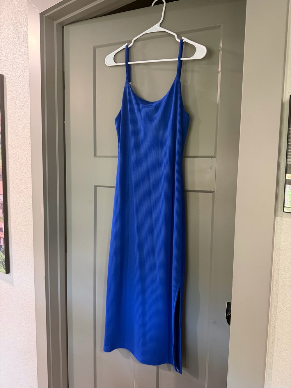 Workshop Republic Clothing Cobalt Blue Ribbed Slip Midi Dress
